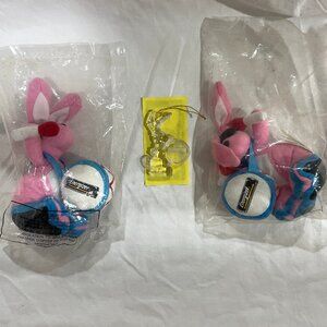 Vintage Lot of 2 Energizer Battery 5" Plush Bunnies in bags and clear ornament